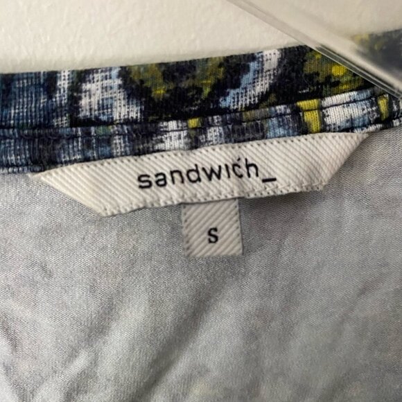 SANDWICH | top long sleeves tee blue yellow abstract size S - Picture 6 of 6
